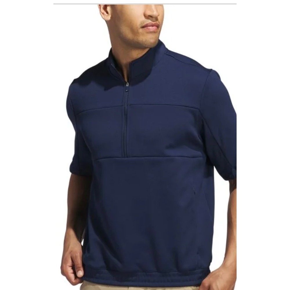 Adidas Short Sleeve 1/4 Zip 365 Pullover Jacket Mens L Blue Golf Performance